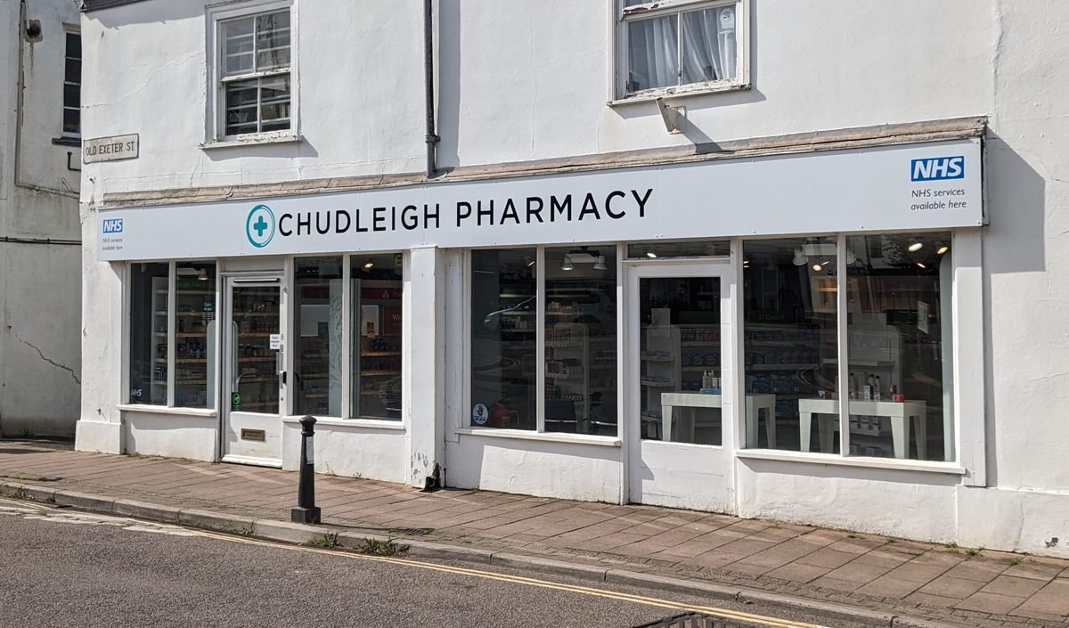 Chudleigh Pharmacy shopfront on Old Exeter Street
